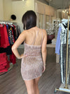 EL2451 Rose gold beaded mini dress