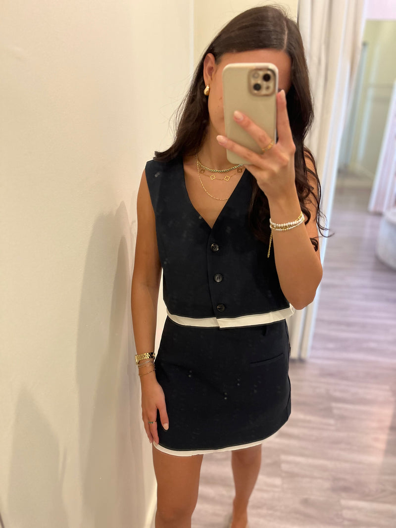 EG5152 Navy Contrast Mini Skort