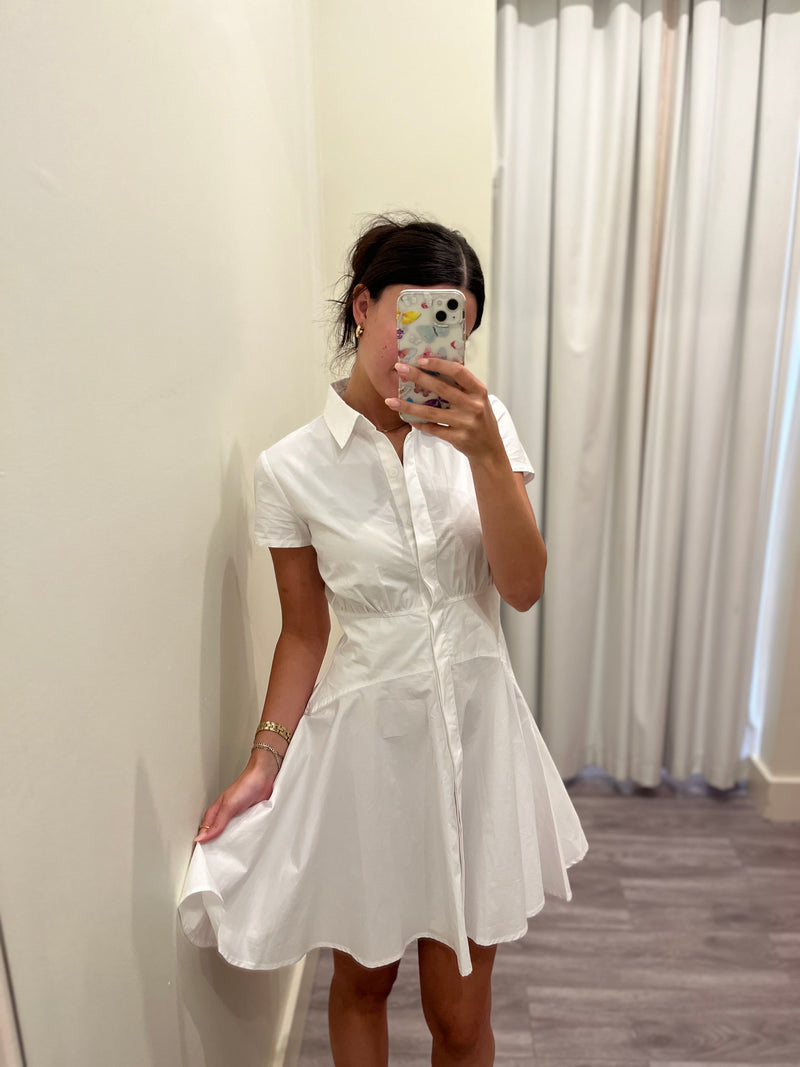 SM2269b white poplin short sleeve shirt dress