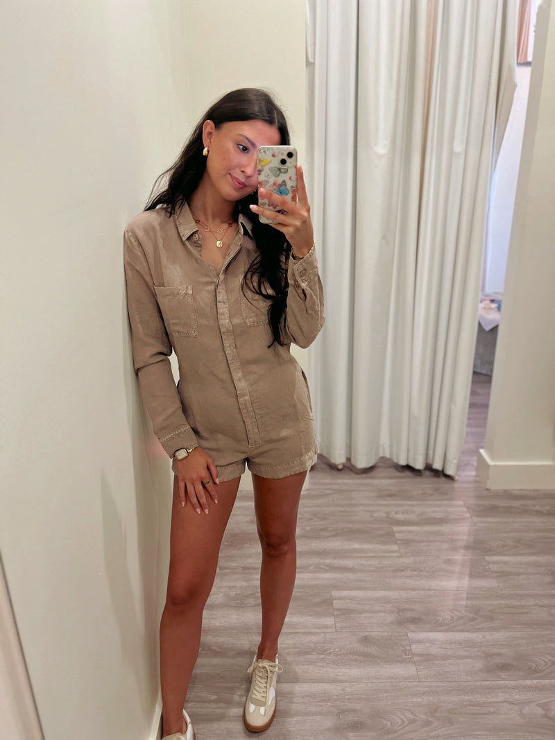 YFB1088 Brown Gauze Romper