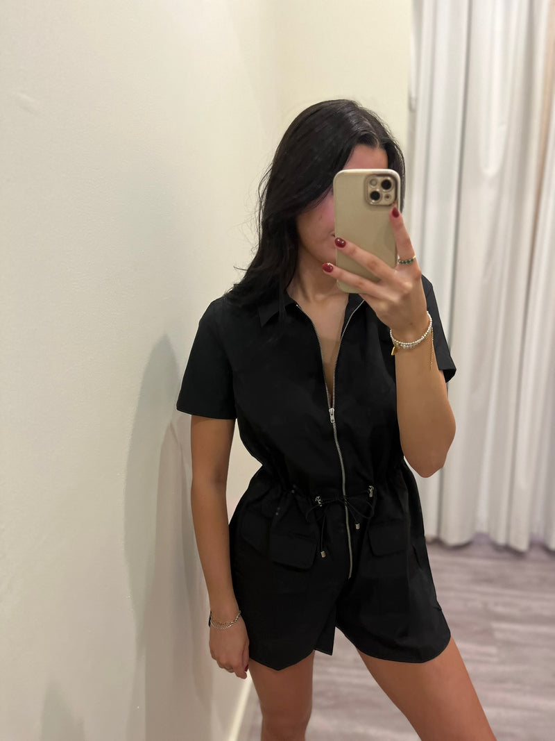 Ka4159 Black zip romper