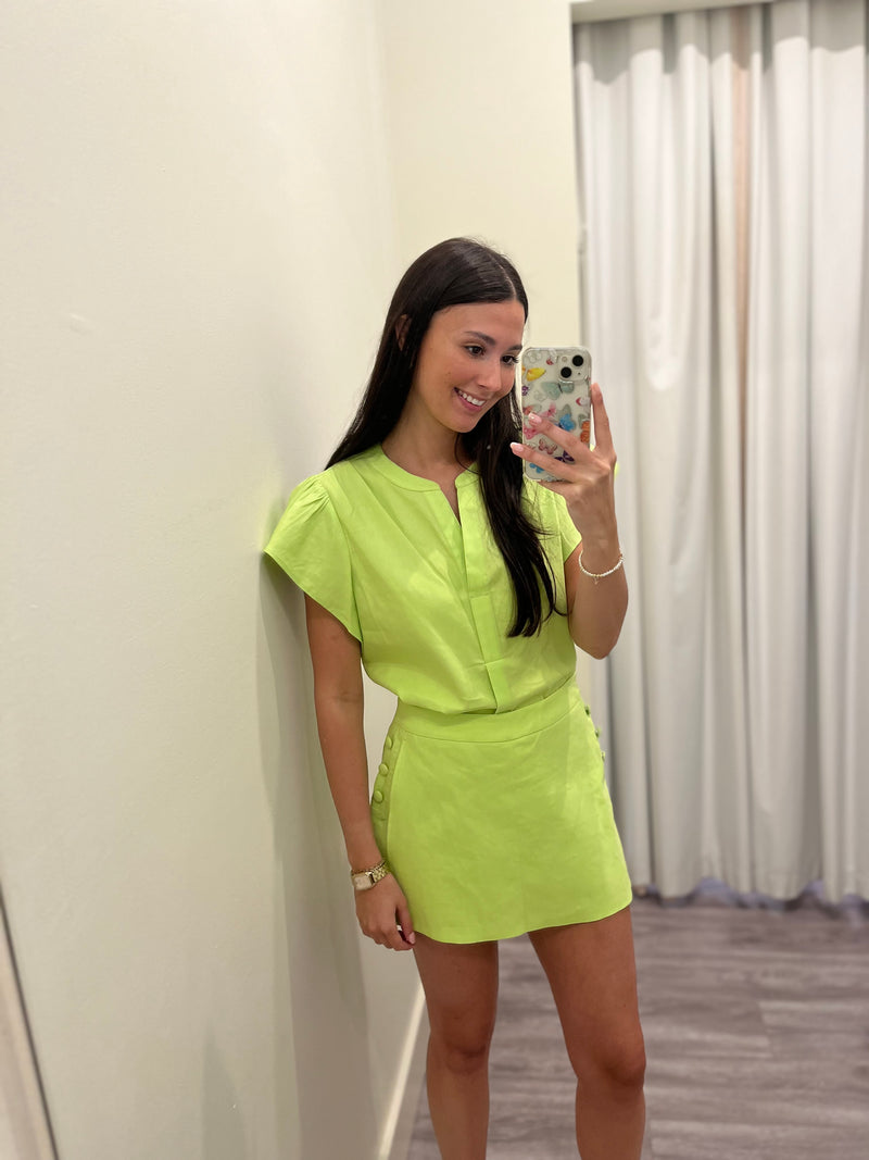 SE6531 Lime linen skort