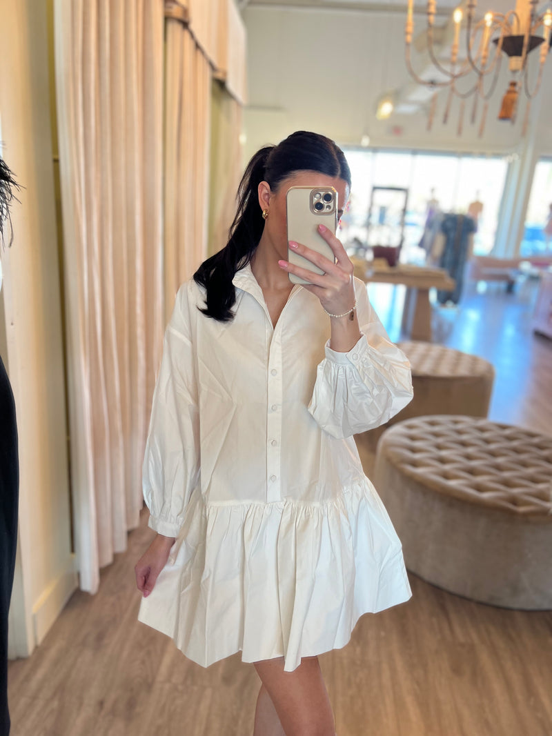 TS6004 White Button Down Dress