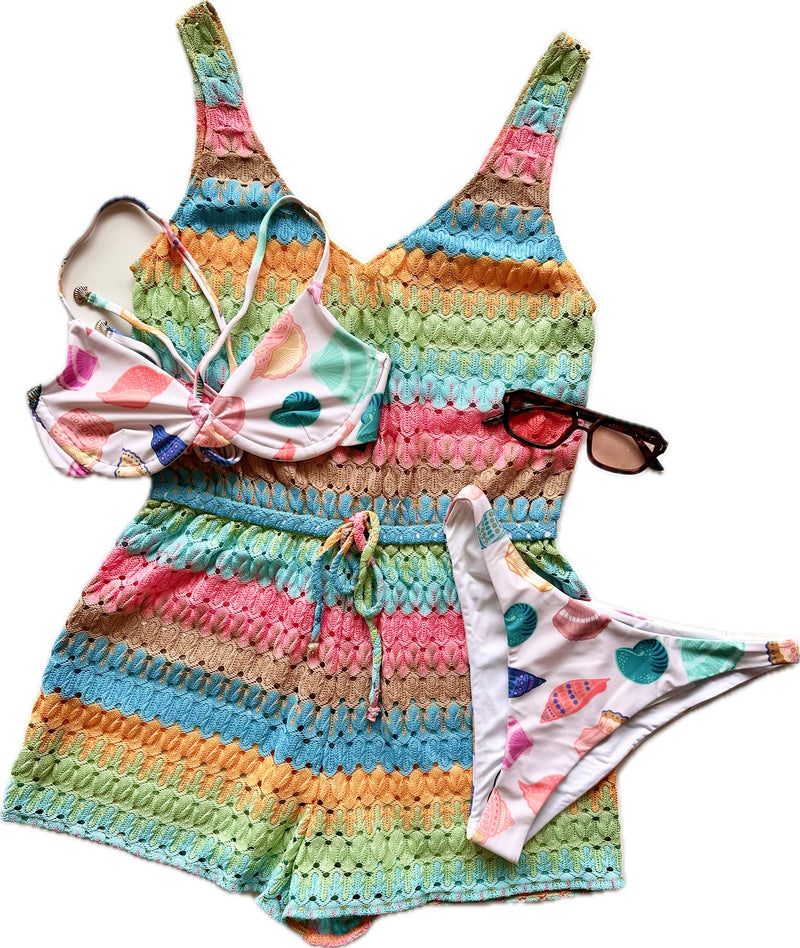 MU5754 Multicolor Crochet Romper