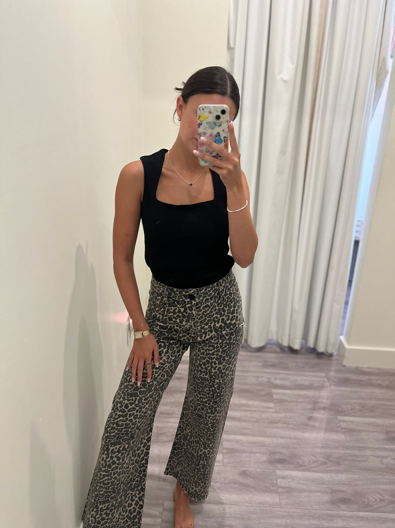 MM3887 Leopard Print Denim Pant