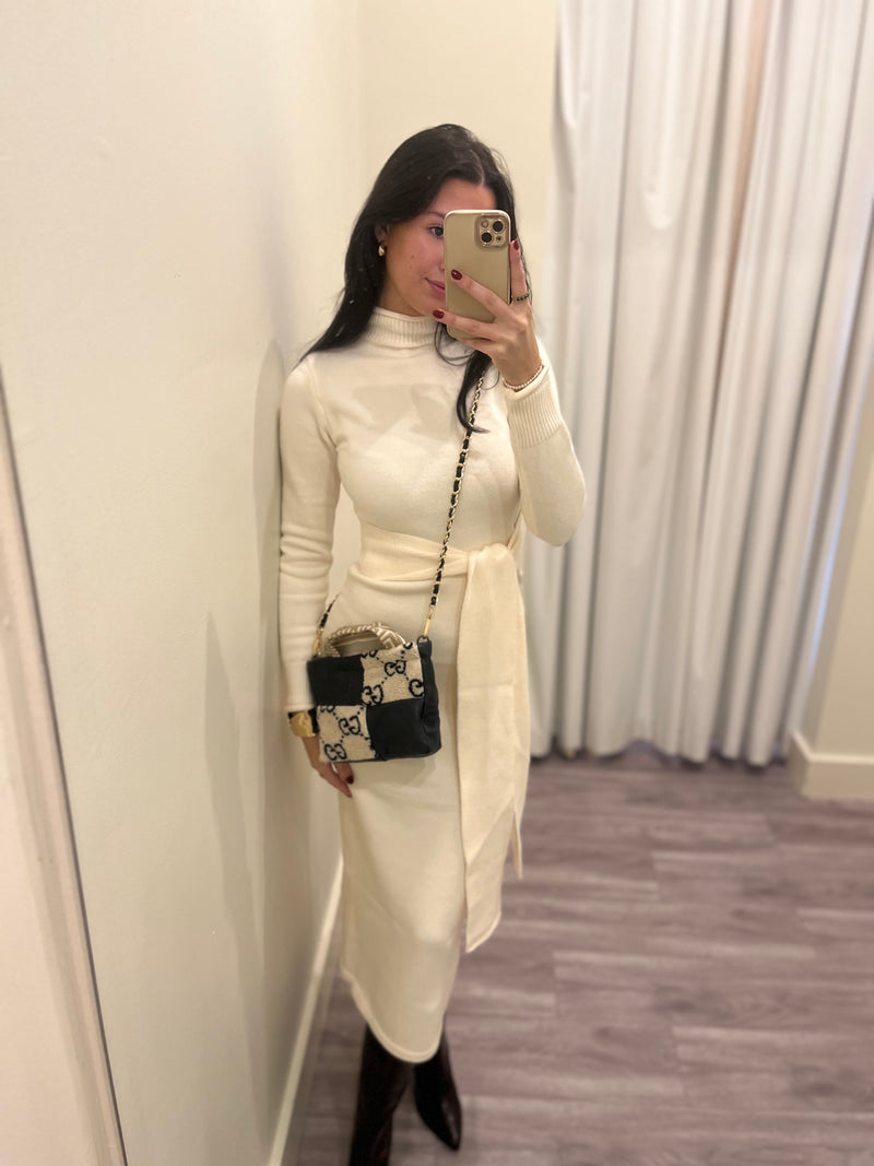 EN4189 Ivory Mock Neck Sweater Dress