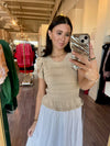 MR9119 Tan/White Sweater Top Midi