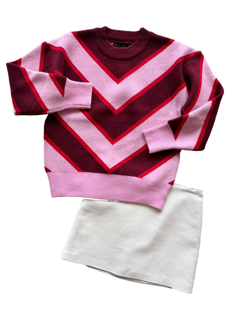 DE9238 Pink and red sweater