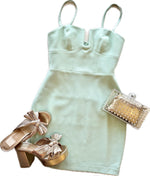 SM2345 Mint Green Mini Dress w/ Wired Cut-Out