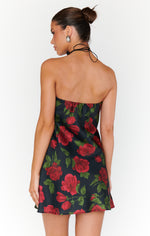 MU5658 Black/Red Rose Tube Dress