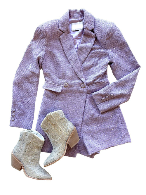 AA2012 Lilac Sequin Tweed Romper