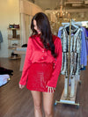 SM5664 Red satin button down