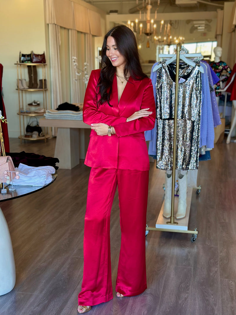 KG7033 Red satin blazer