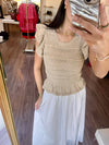 MR9119 Tan/White Sweater Top Midi