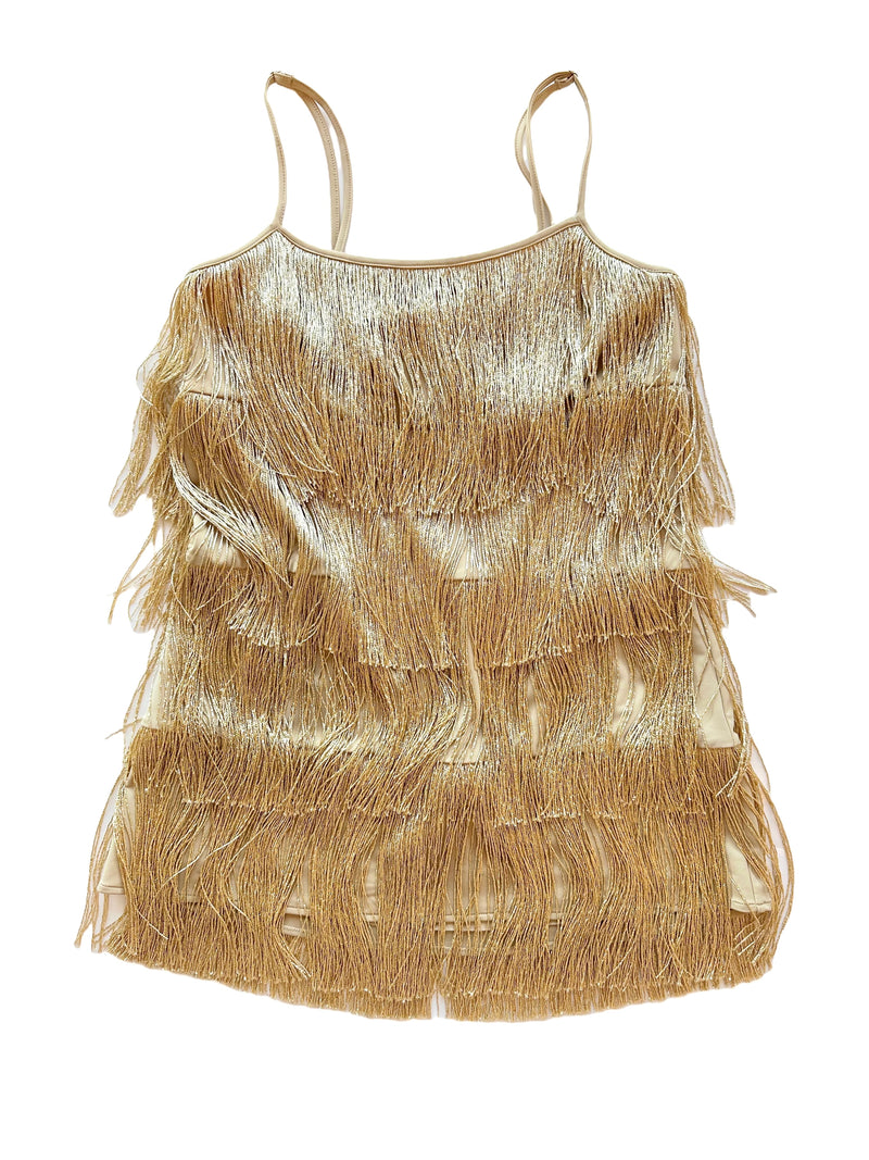 MU5485 Gold Fringe Mini Dress