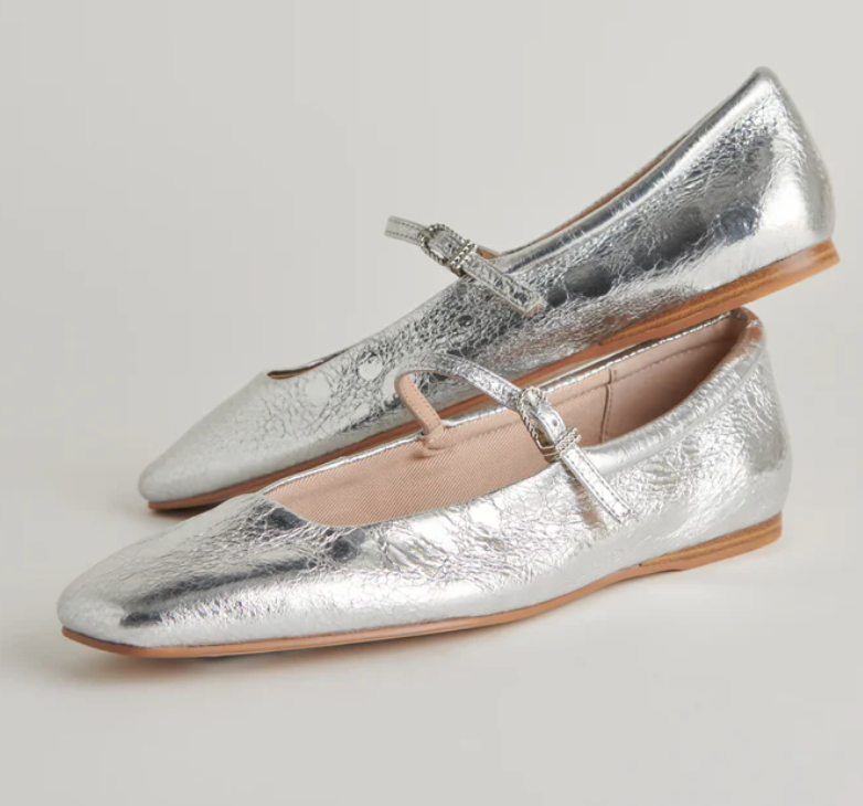 DV - Silver Leather Flats